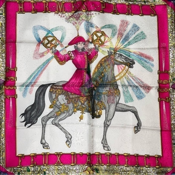 Hermes 150th Anniversary 100% Silk Scarf "Feux d"Artifice " by M. Duchene W/Box - Picture 9 of 16